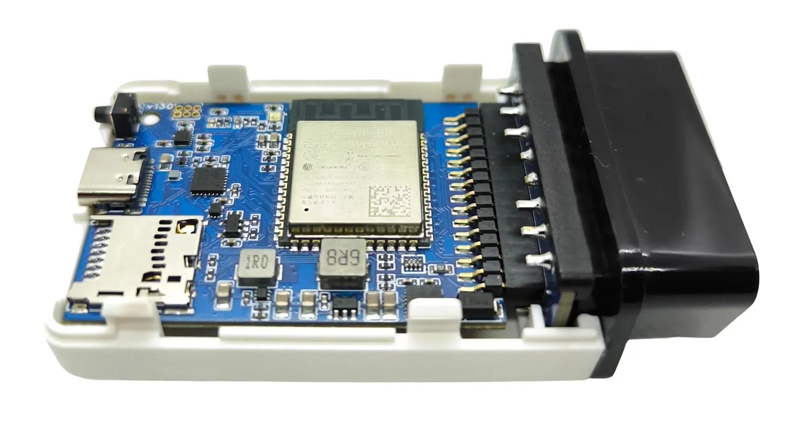 WiCAN PRO board inside the open enclosure